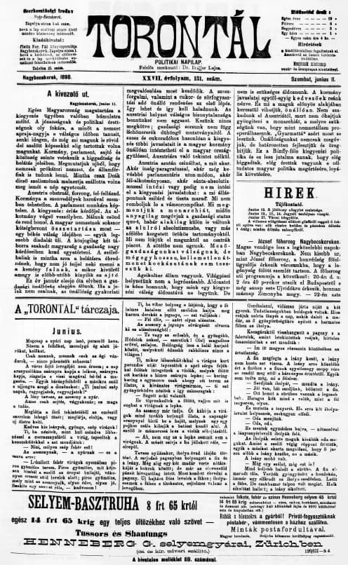 Torontál, 27. évf. 1898. június 11. 131. sz.