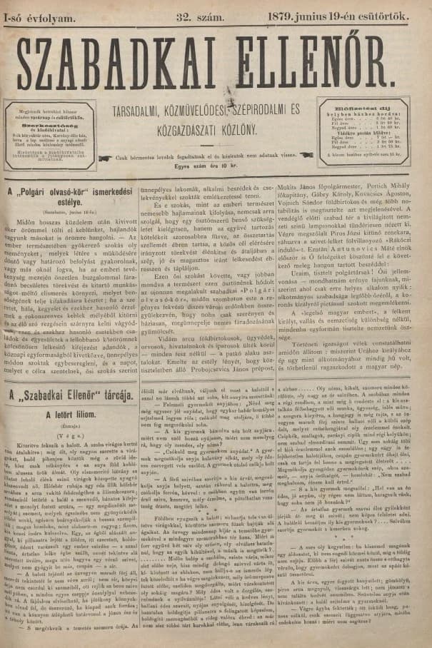 Szabadkai Ellenőr, 1. évf. 1879. június 19. 32. sz.