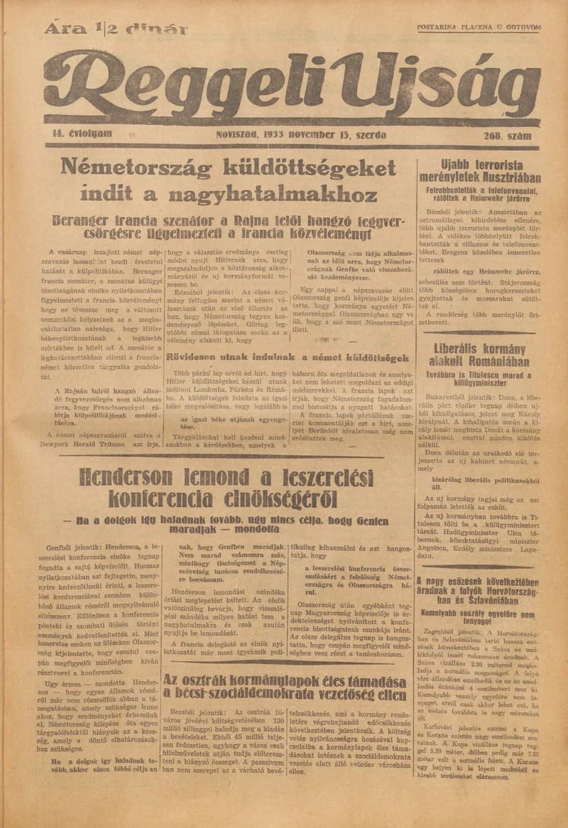 Reggeli Újság, 14. évf. 1933. november 15. 268. sz.