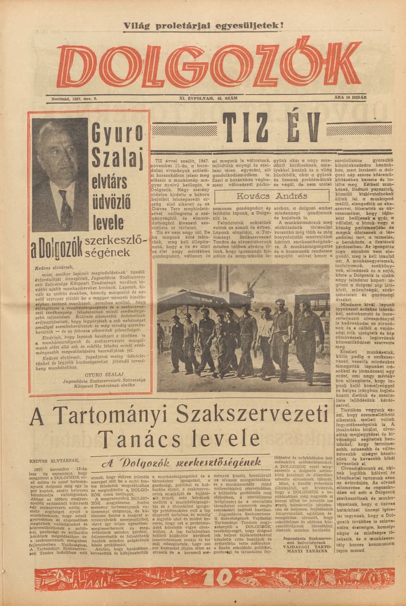 Dolgozók, 11. évf. 1957. november 9. 45. sz.