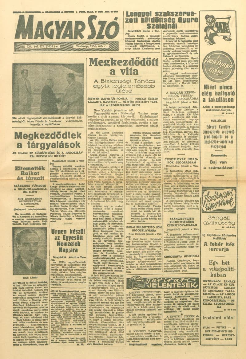 Magyar Szó, 13. évf. 1956. október 7. 274. sz. 1–20. oldal