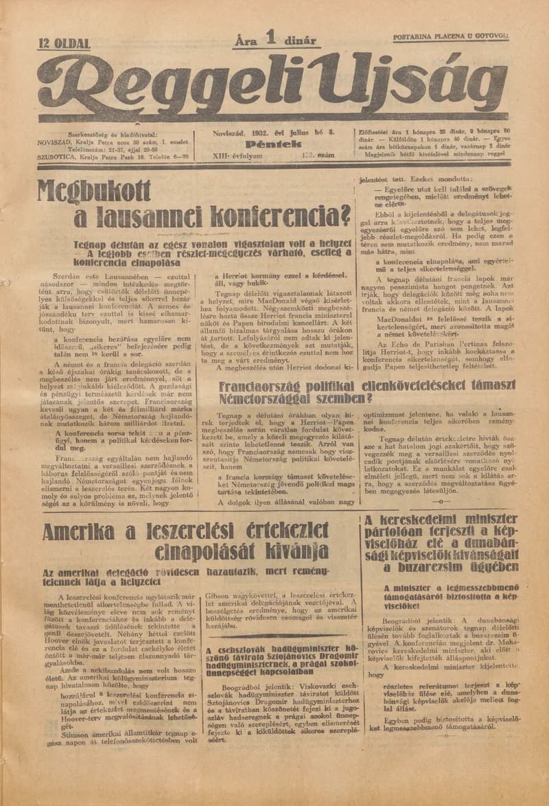 Reggeli Újság, 13. évf. 1932. július 8. 159. sz.