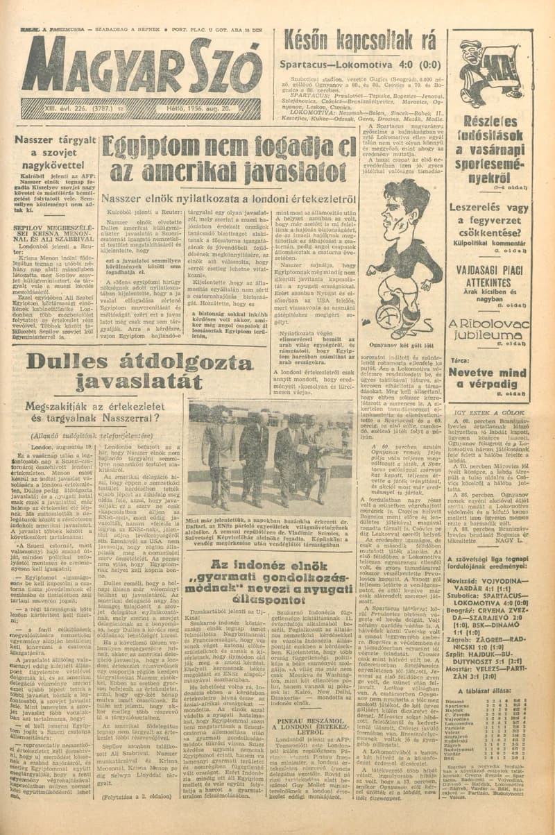 Magyar Szó, 13. évf. 1956. augusztus 20. 226. sz. 1–10. oldal