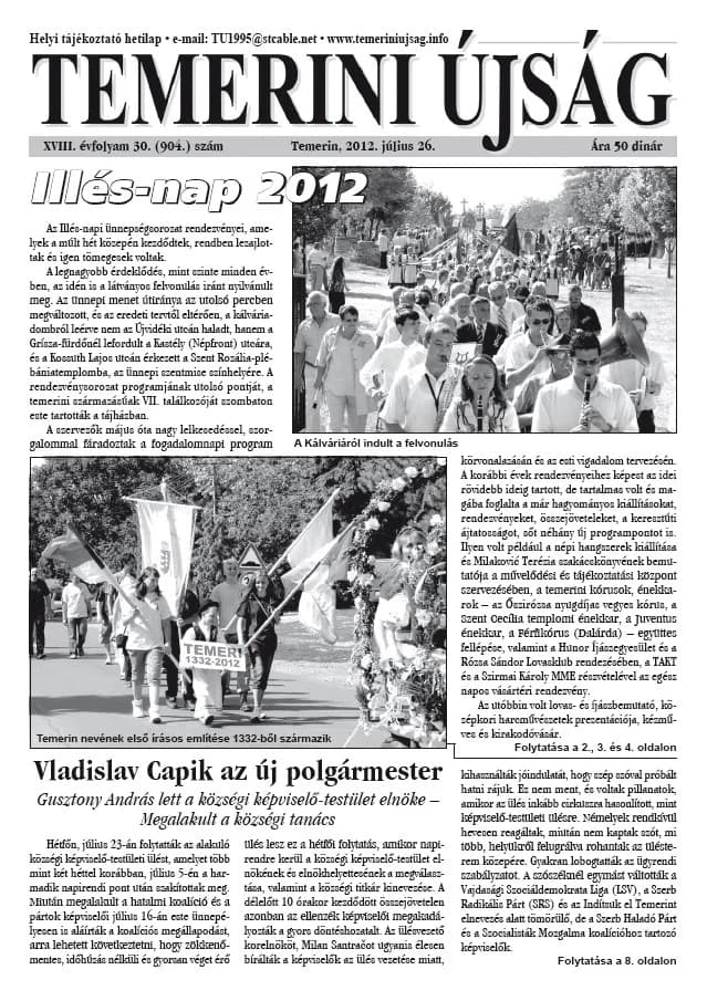 Temerini Újság, 18. évf. 2012. július 26. 30. sz.