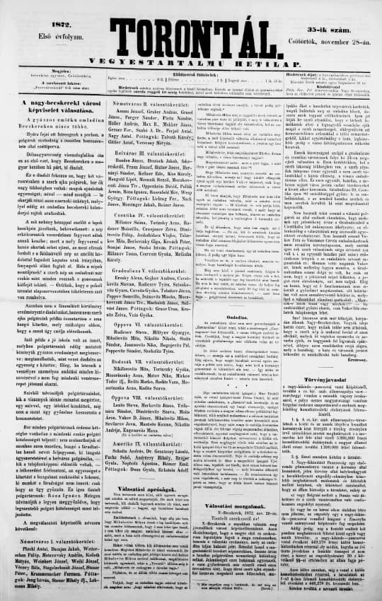 Torontál, 1. évf. 1872. november 28. 35. sz.