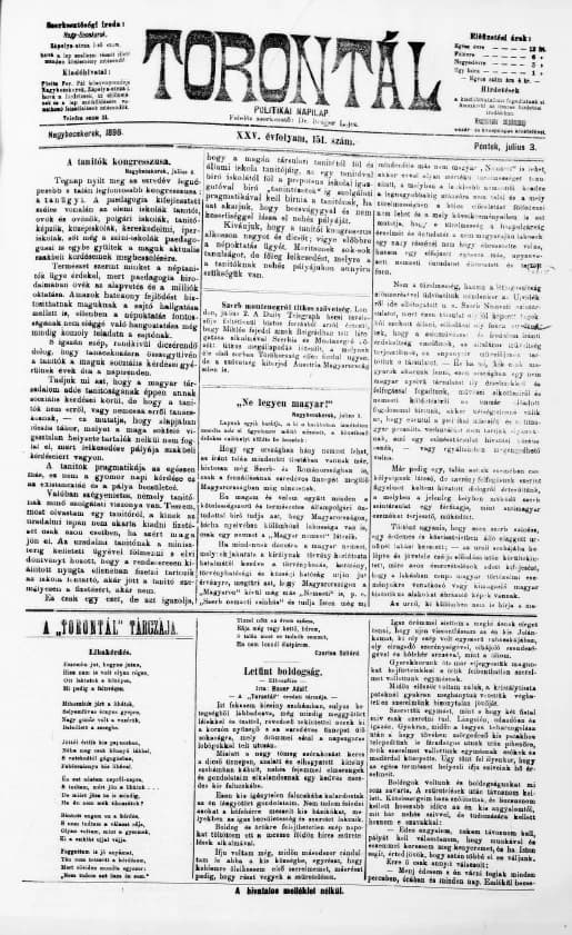 Torontál, 25. évf. 1896. július 3. 151. sz.