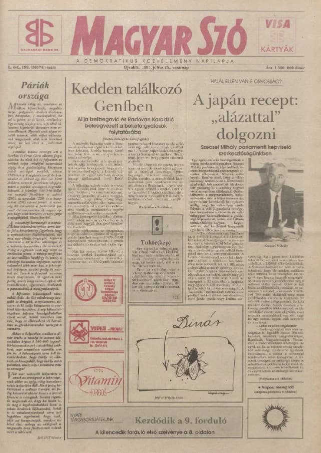Magyar Szó, 50. évf. 1993. július 25. 199. sz. 1–24. oldal