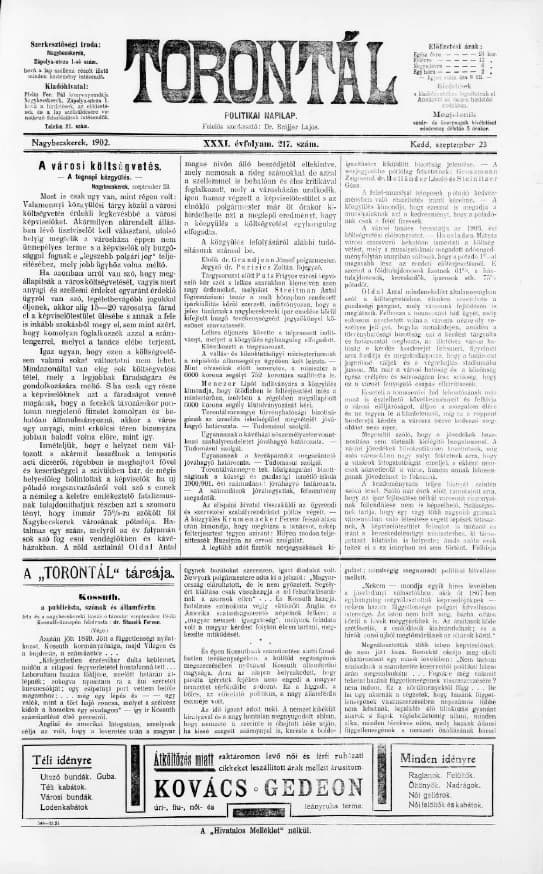 Torontál, 31. évf. 1902. szeptember 23. 217. sz.