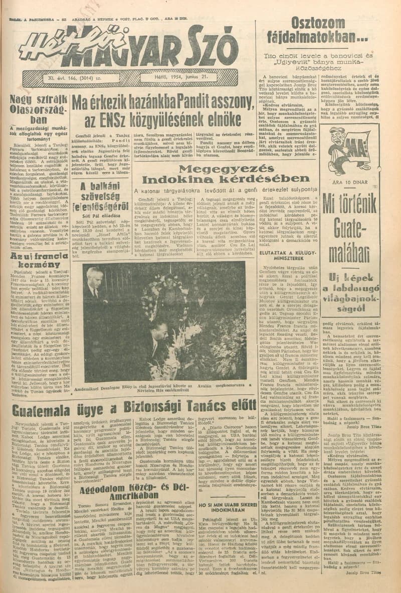 Magyar Szó, 11. évf. 1954. június 21. 166. sz. 1–6. oldal