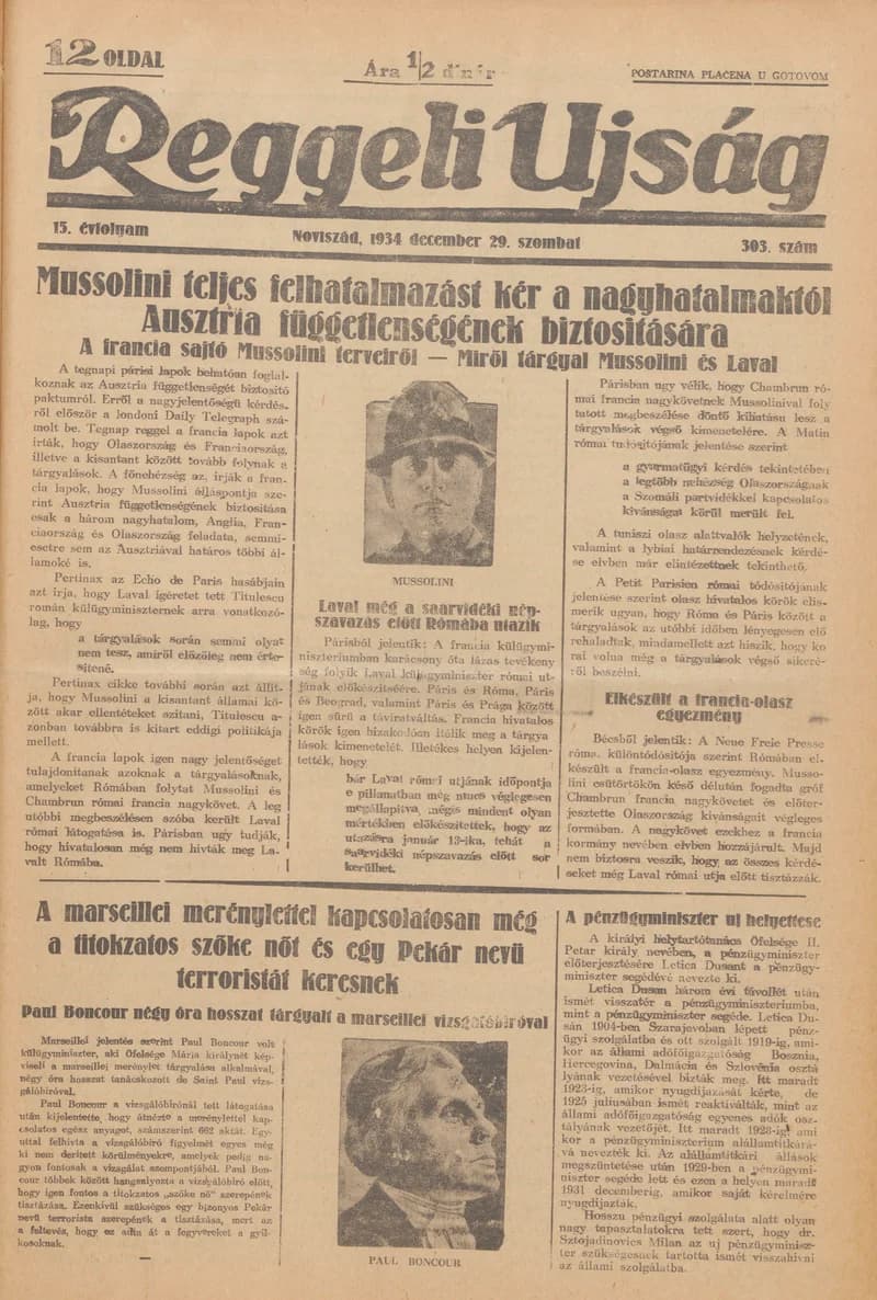 Reggeli Újság, 15. évf. 1934. december 29. 303. sz.