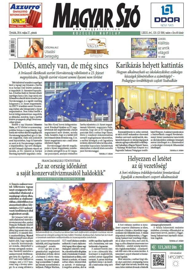 Magyar Szó, 73. évf. 2016. május 27. 120. sz. 1–16. oldal