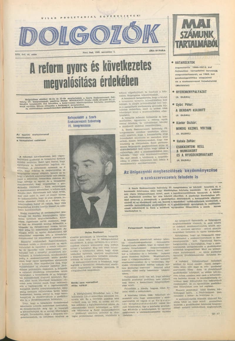 Dolgozók, 22. évf. 1968. november 1. 44. sz.