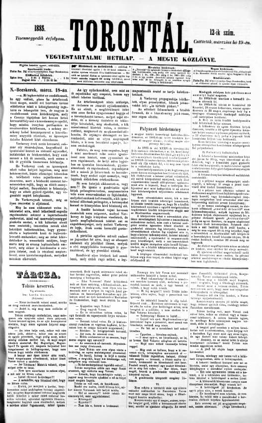 Torontál, 14. évf. 1885. március 19. 12. sz.