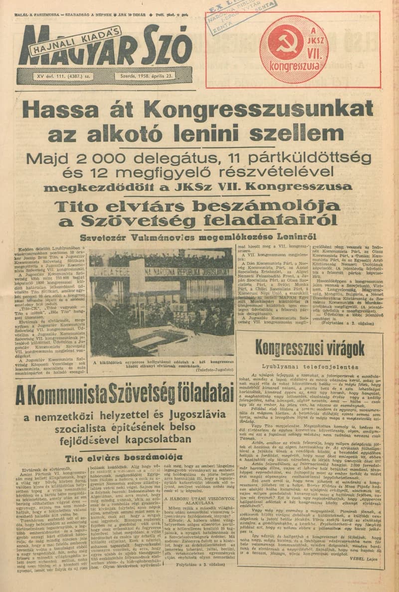 Magyar Szó, 15. évf. 1958. április 23. 111. sz. 1–16. oldal