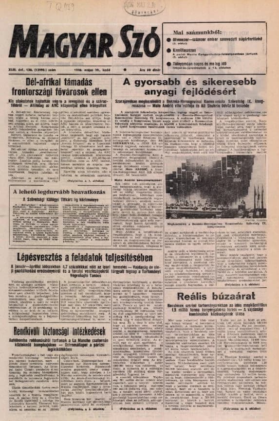 Magyar Szó, 43. évf. 1986. május 20. 136. sz. 1–20. oldal