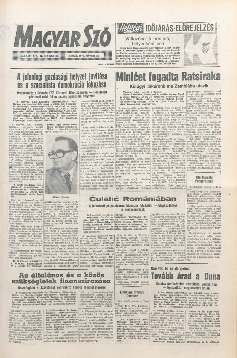 Magyar Szó, 34. évf. 1977. február 18. 47. sz.