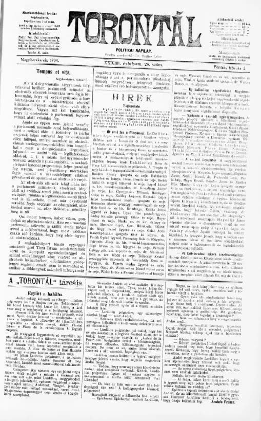 Torontál, 33. évf. 1904. február 5. 28. sz.