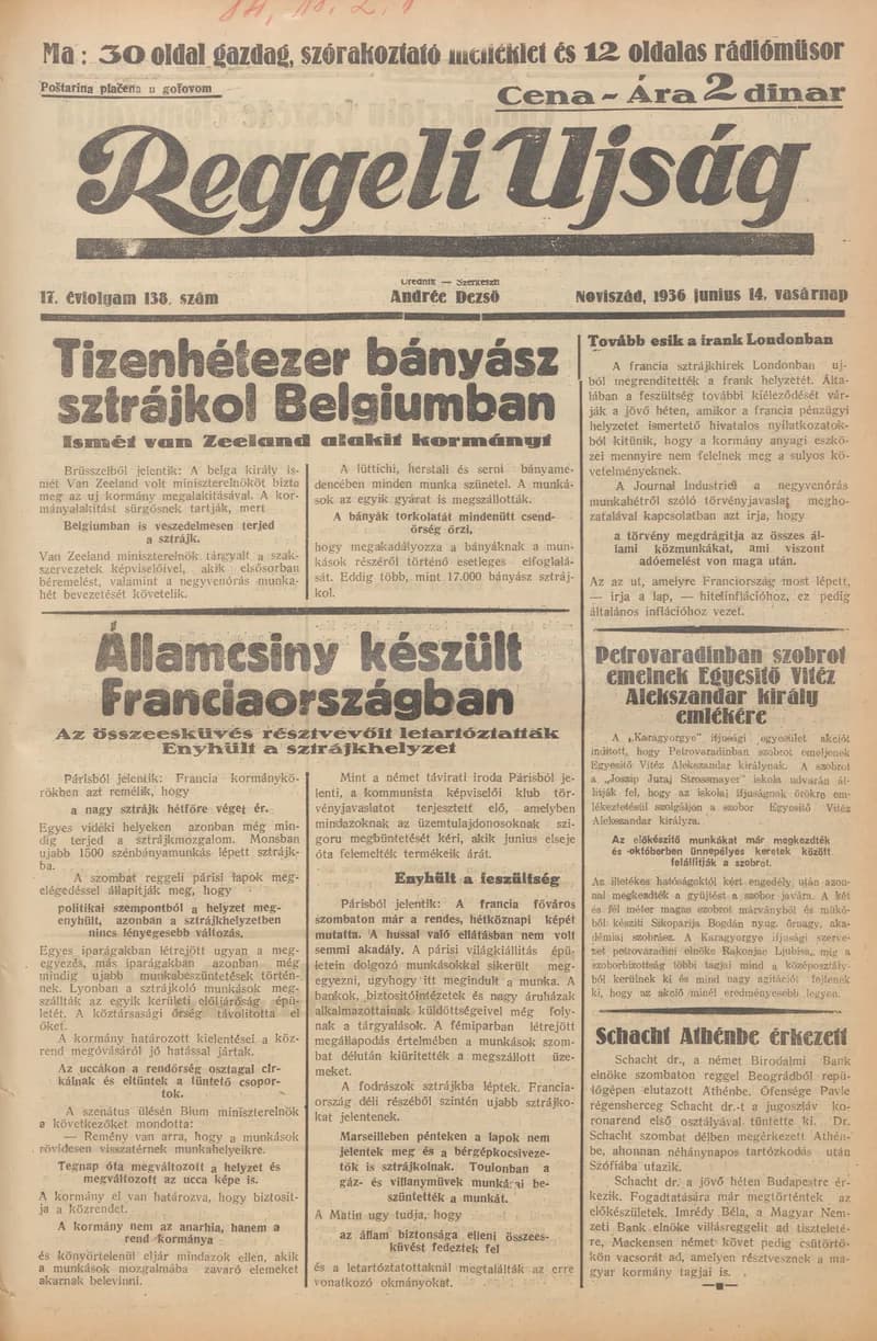 Reggeli Újság, 17. évf. 1936. június 14. 138. sz.