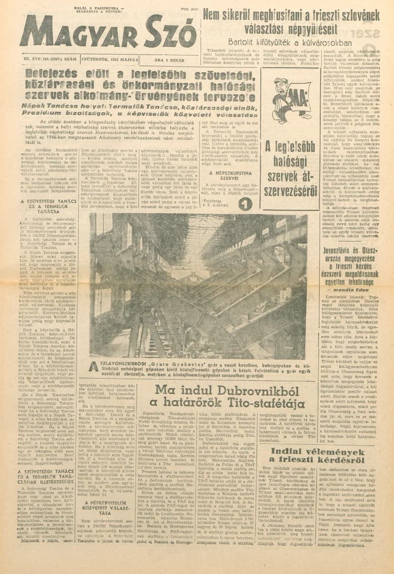 Magyar Szó, 9. évf. 1952. május 8. 109. sz. 1–4. oldal