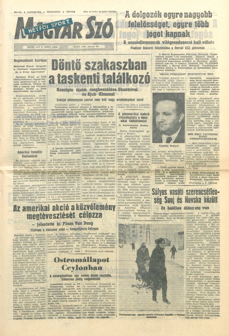 Magyar Szó, 23. évf. 1966. január 10. 8. sz. 1–14. oldal