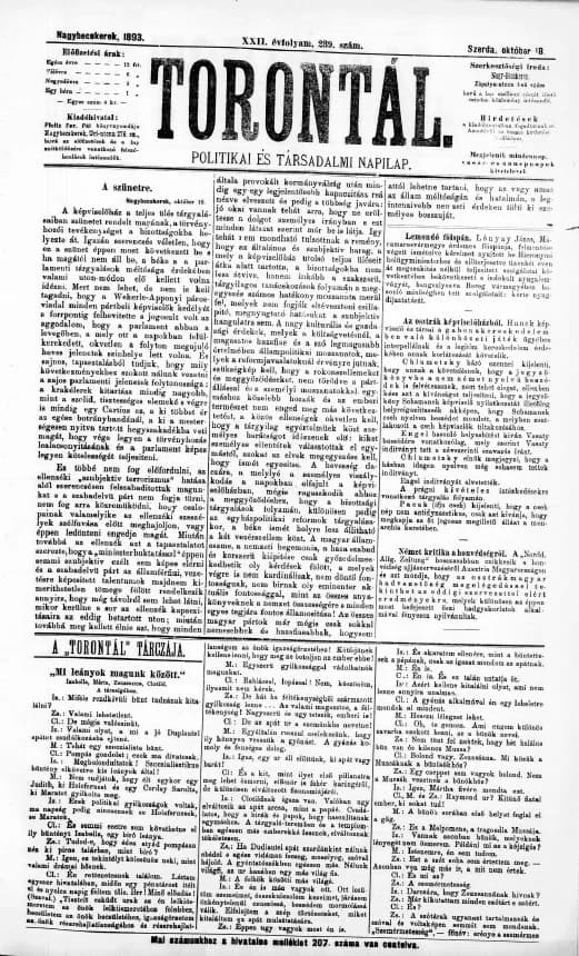 Torontál, 22. évf. 1893. október 18. 239. sz.