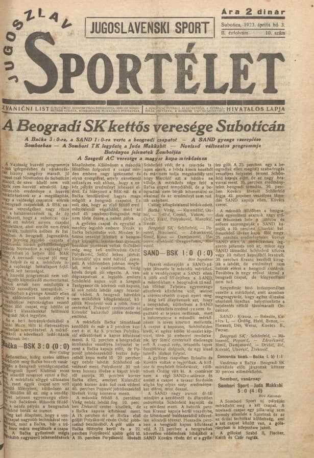 Jugoszláv sportélet, 2. évf. 1923. április 3. 10. sz.