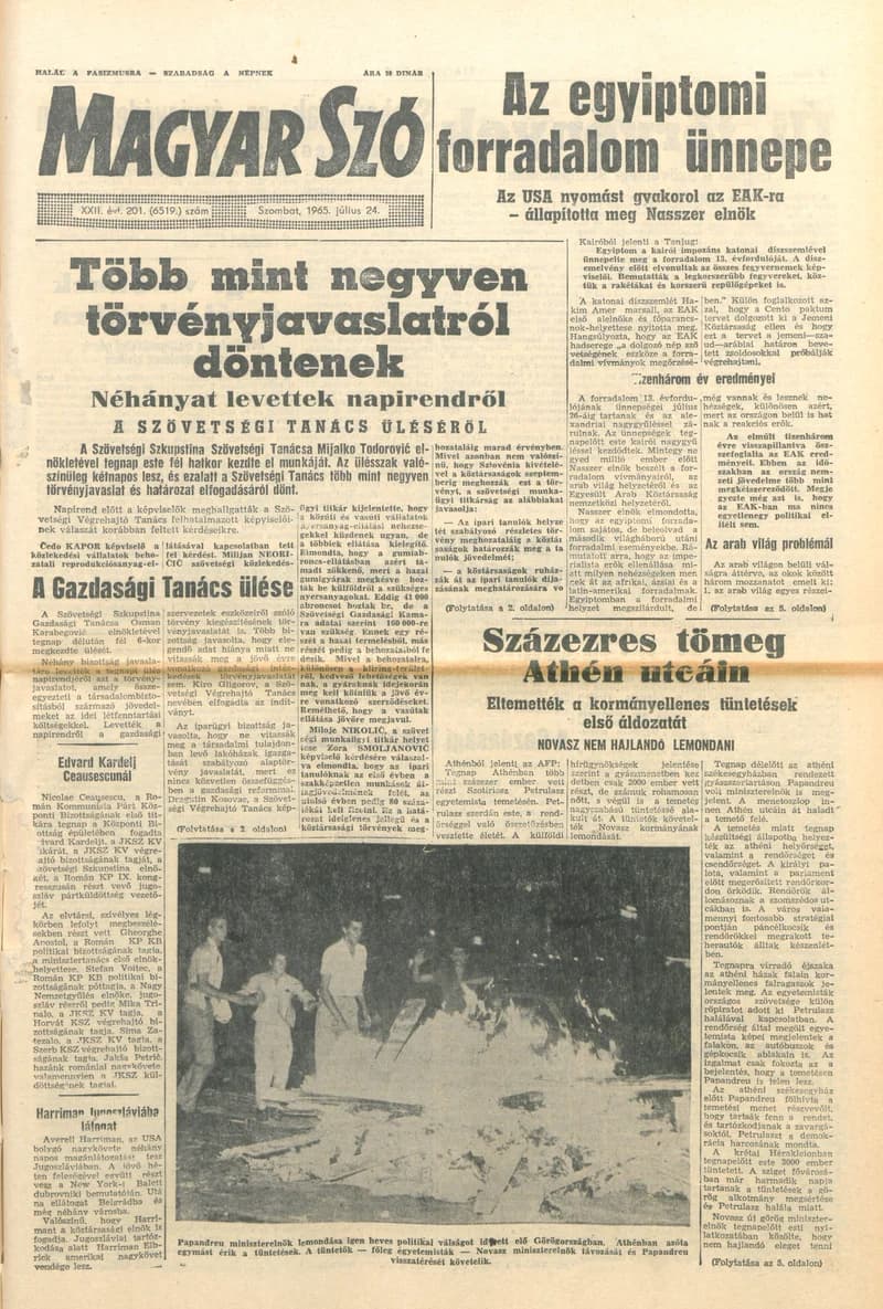 Magyar Szó, 22. évf. 1965. július 24. 201. sz. 1–10. oldal