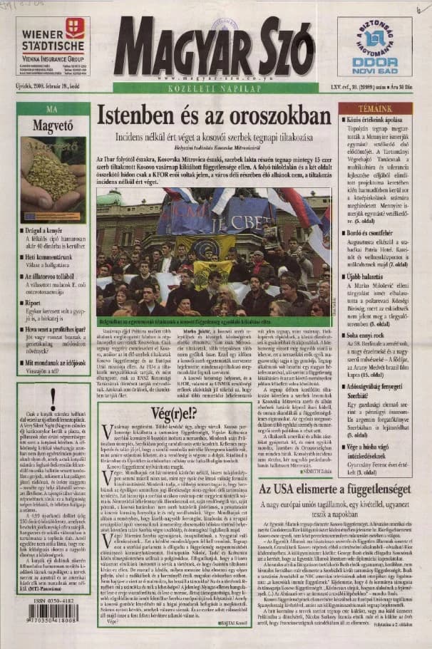 Magyar Szó, 65. évf. 2008. február 19. 39. sz. 1–20. oldal