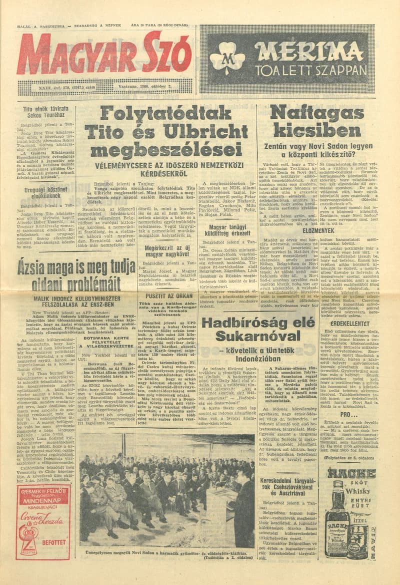 Magyar Szó, 23. évf. 1966. október 2. 270. sz.