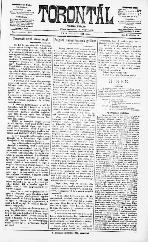 Torontál, 29. évf. 1900. október 10. 232. sz.