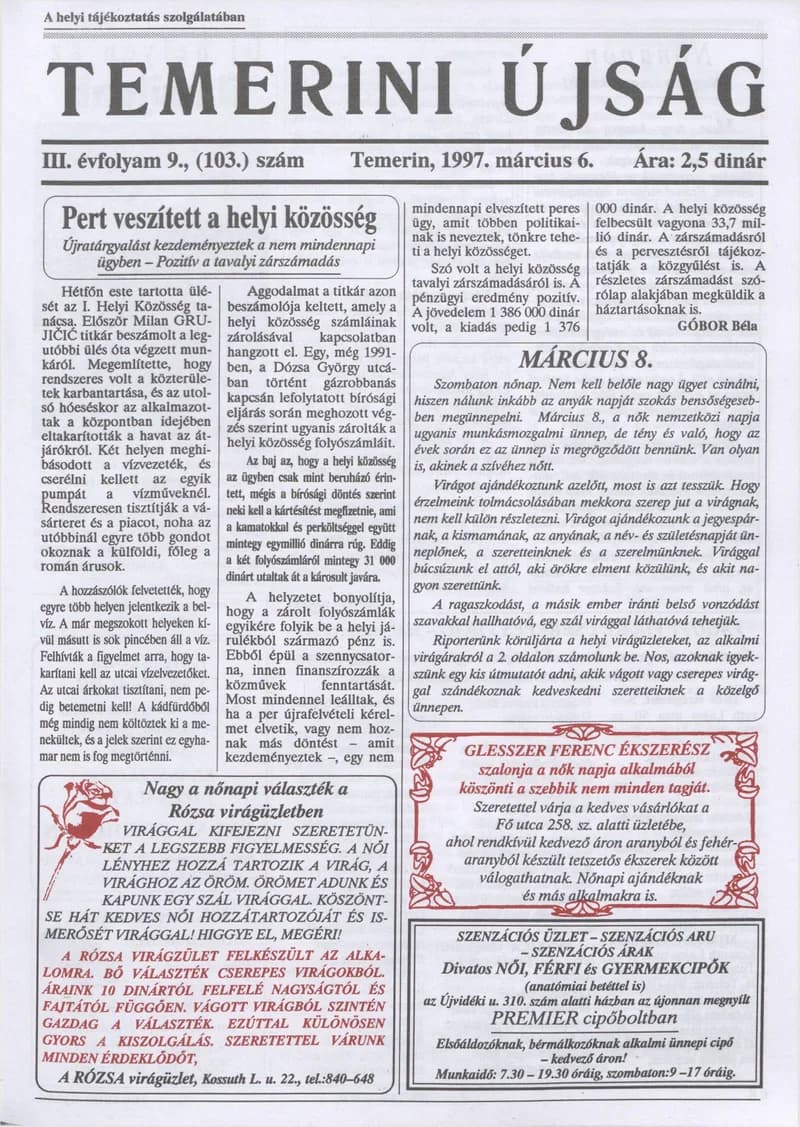 Temerini Újság, 3. évf. 1997. március 6. 9. sz.
