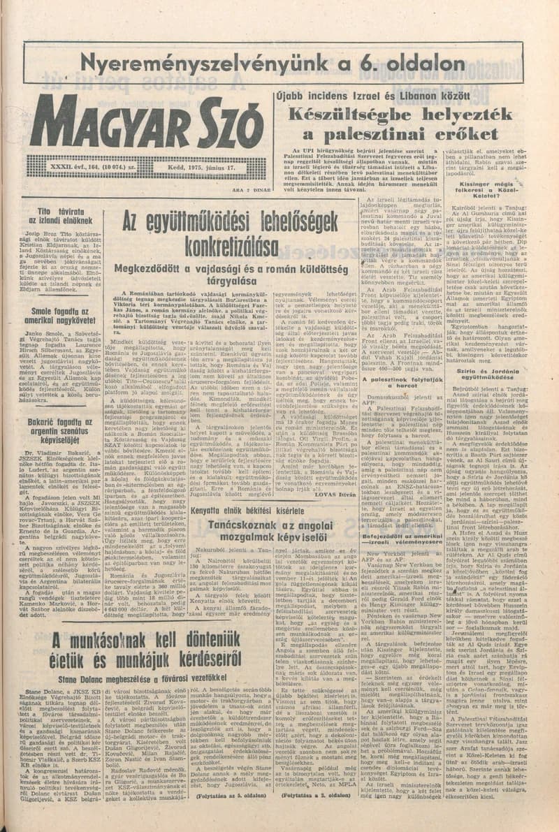 Magyar Szó, 32. évf. 1975. június 17. 164. sz.