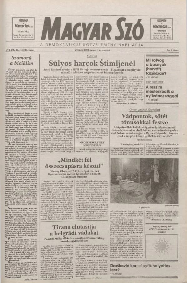 Magyar Szó, 56. évf. 1999. január 16. 11. sz. 1–16. oldal