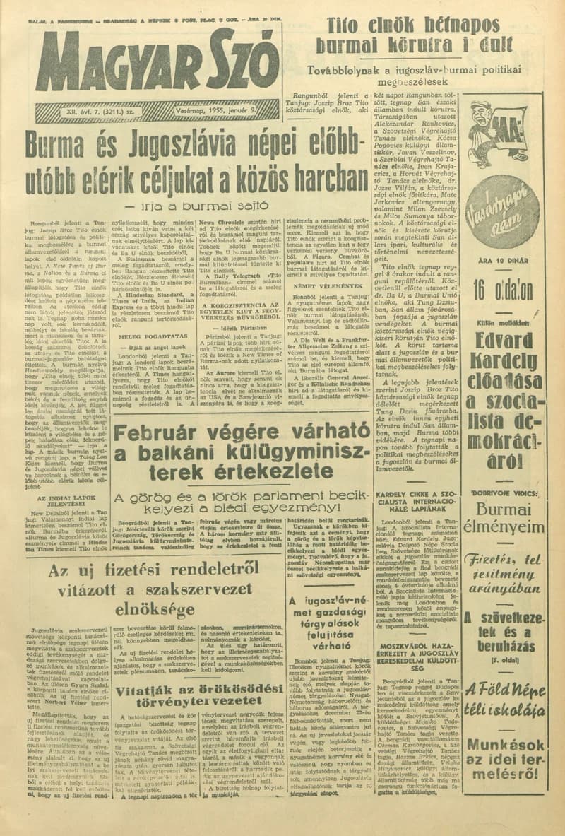 Magyar Szó, 12. évf. 1955. január 9. 7. sz. 1–18. oldal