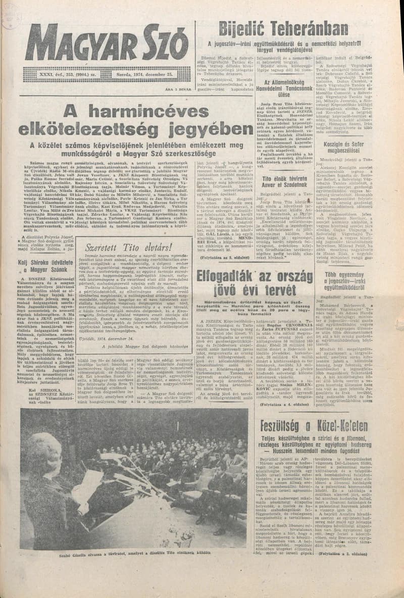 Magyar Szó, 31. évf. 1974. december 25. 353. sz. 1–20. oldal