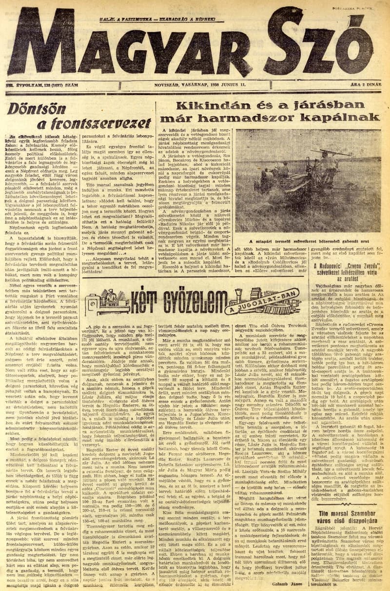 Magyar Szó, 7. évf. 1950. június 11. 138. sz. 1–4. oldal