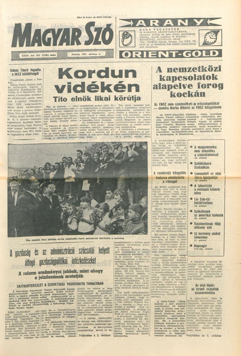 Magyar Szó, 24. évf. 1967. október 6. 275. sz. 1–16. oldal