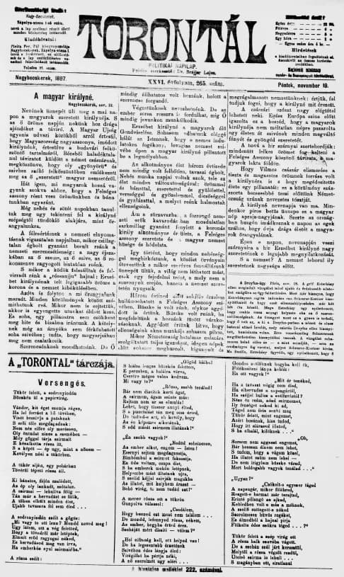 Torontál, 26. évf. 1897. november 19. 265. sz.