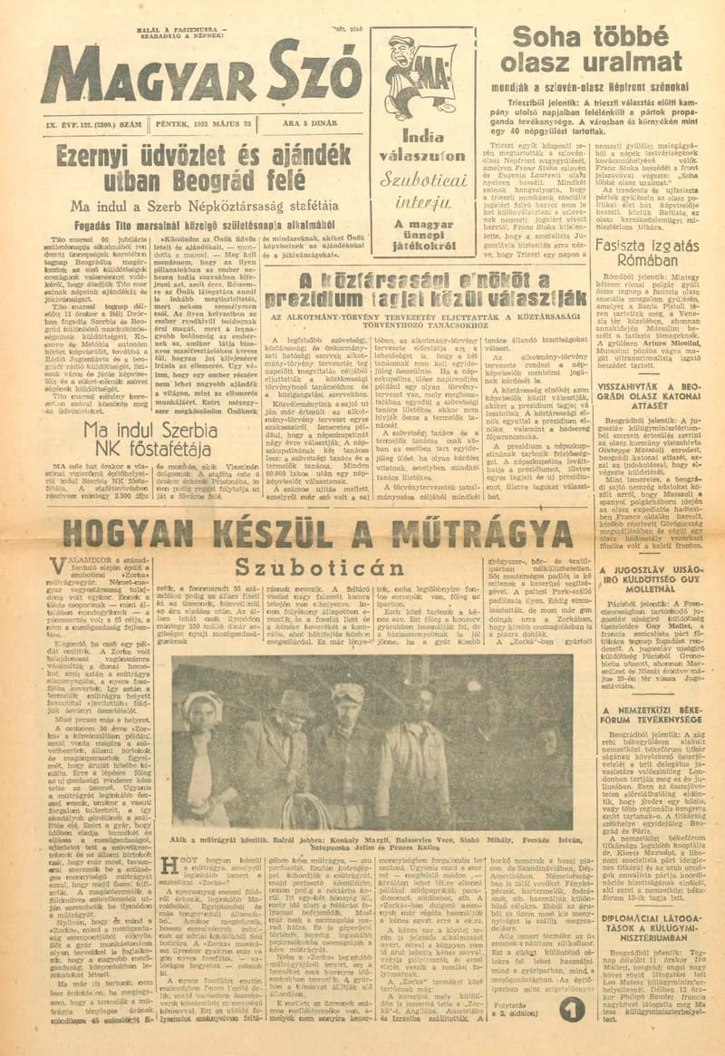 Magyar Szó, 9. évf. 1952. május 23. 122. sz. 1–6. oldal