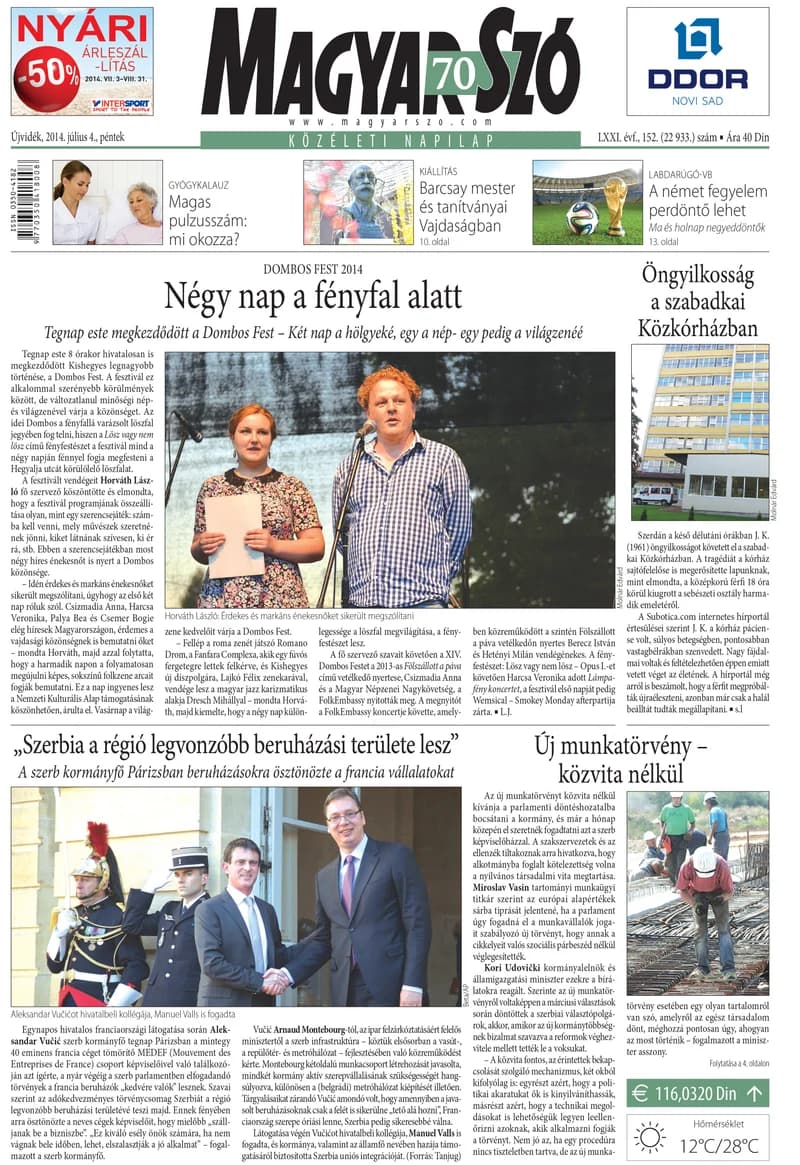 Magyar Szó, 71. évf. 2014. július 4. 152. sz. 1–16. oldal