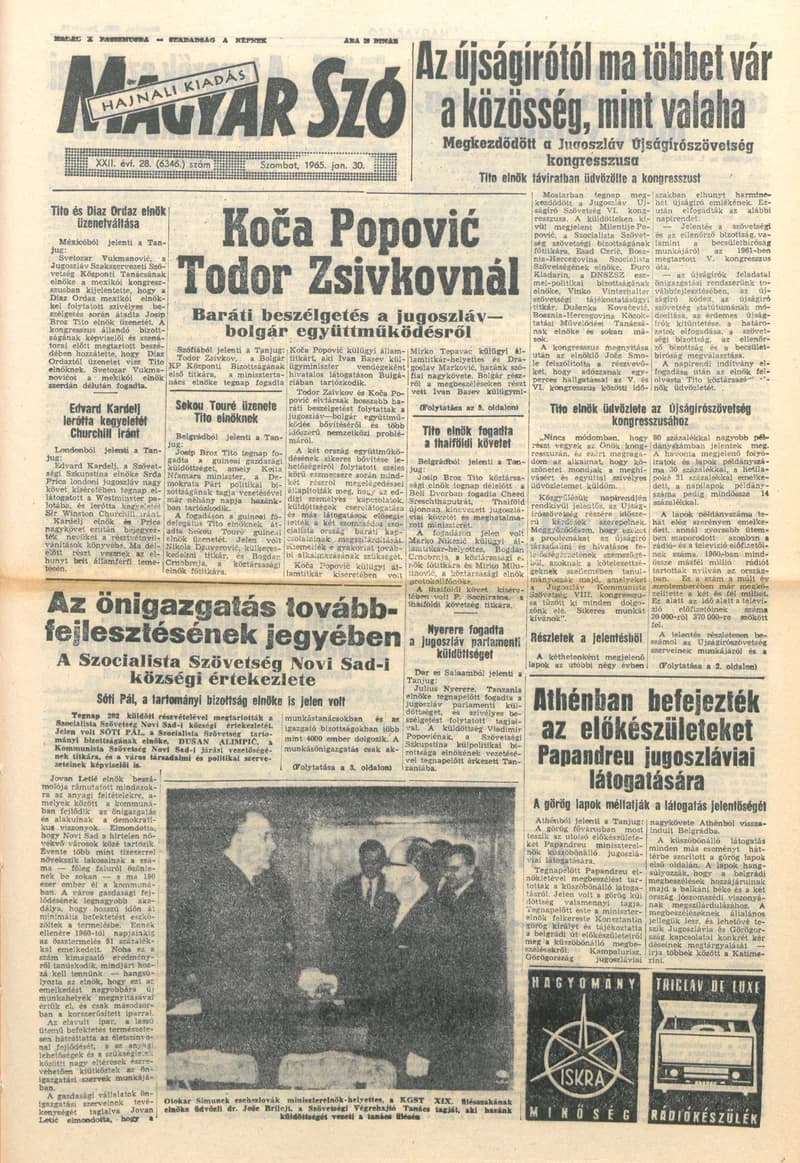 Magyar Szó, 22. évf. 1965. január 30. 28. sz. 1–12. oldal