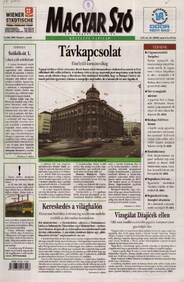 Magyar Szó, 65. évf. 2008. február 8. 30. sz. 1–20. oldal