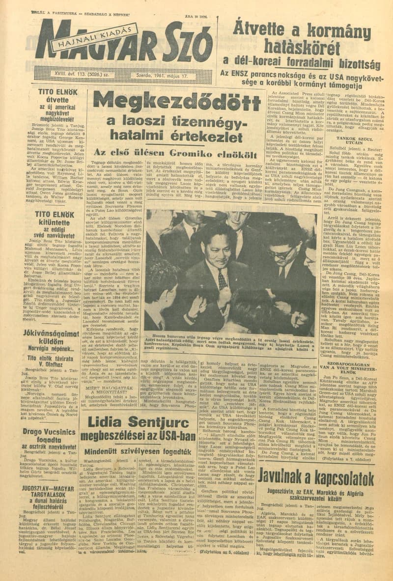 Magyar Szó, 18. évf. 1961. május 17. 113. sz. 1–14. oldal