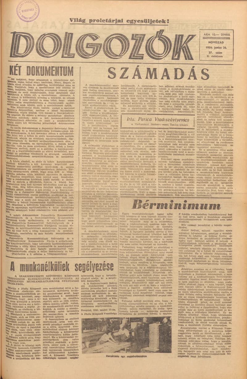 Dolgozók, 10. évf. 1956. június 26. 27. sz.