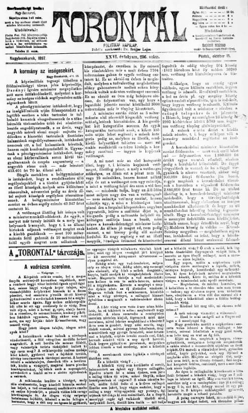 Torontál, 26. évf. 1897. október 15. 236. sz.