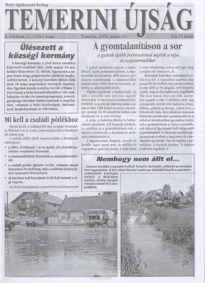 Temerini Újság, 10. évf. 2004. május 20. 21. sz.