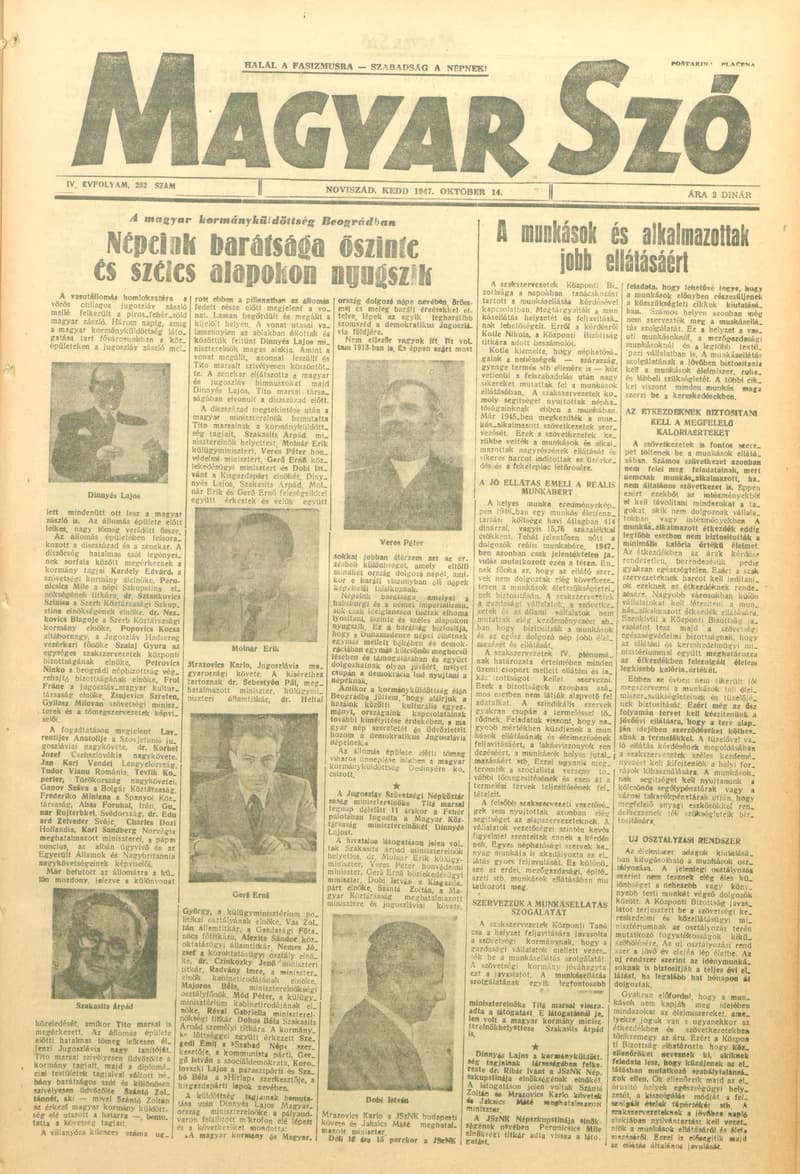 Magyar Szó, 4. évf. 1947. október 14. 252. sz. 1–6. oldal