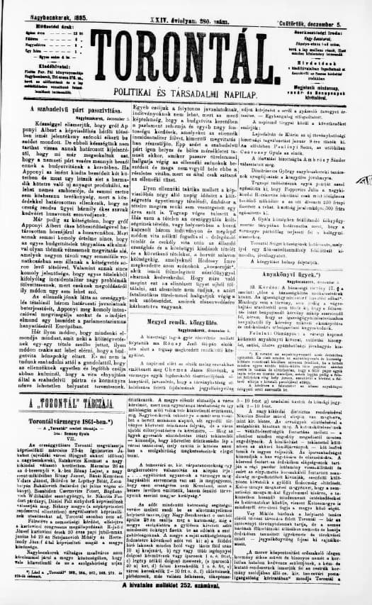 Torontál, 24. évf. 1895. december 5. 280. sz.