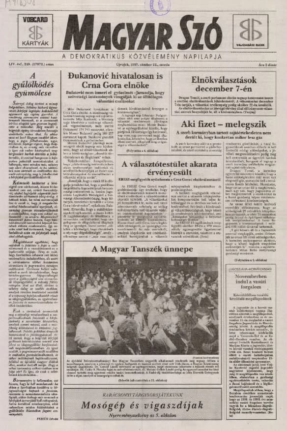 Magyar Szó, 54. évf. 1997. október 22. 249. sz. 1–16. oldal