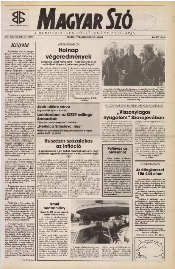 Magyar Szó, 49. évf. 1992. december 23. 351. sz. 1–16. oldal